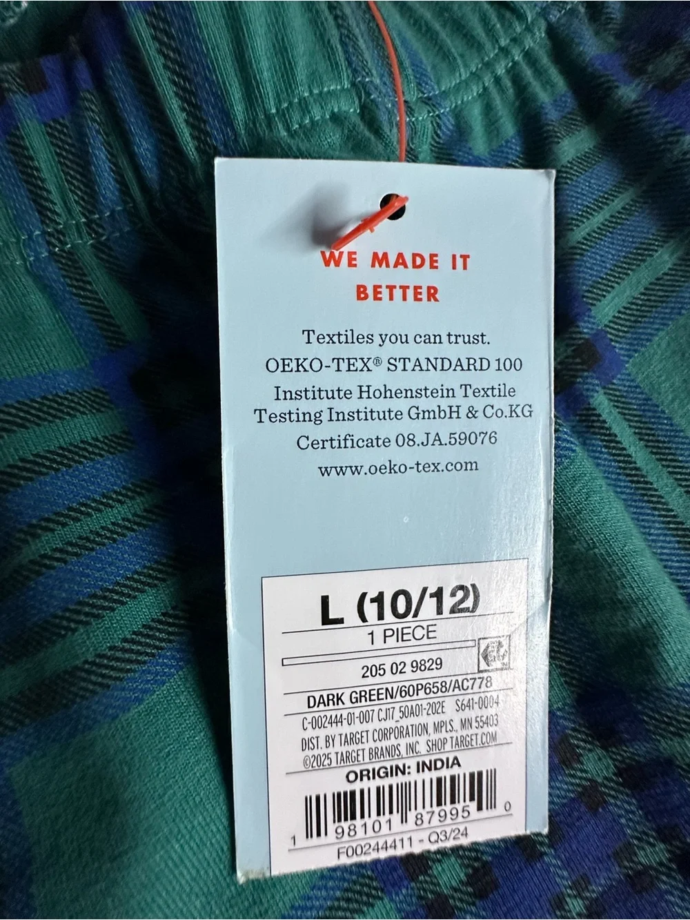 Cat & Jack Green and Blue Plaid Kids Leggings